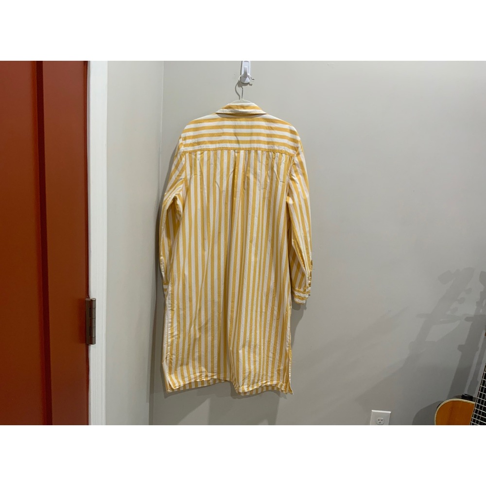 Style & Co Yellow White Striped Button Down Shirt Dress XL Long Sleeve Pocket - Picture 13 of 13